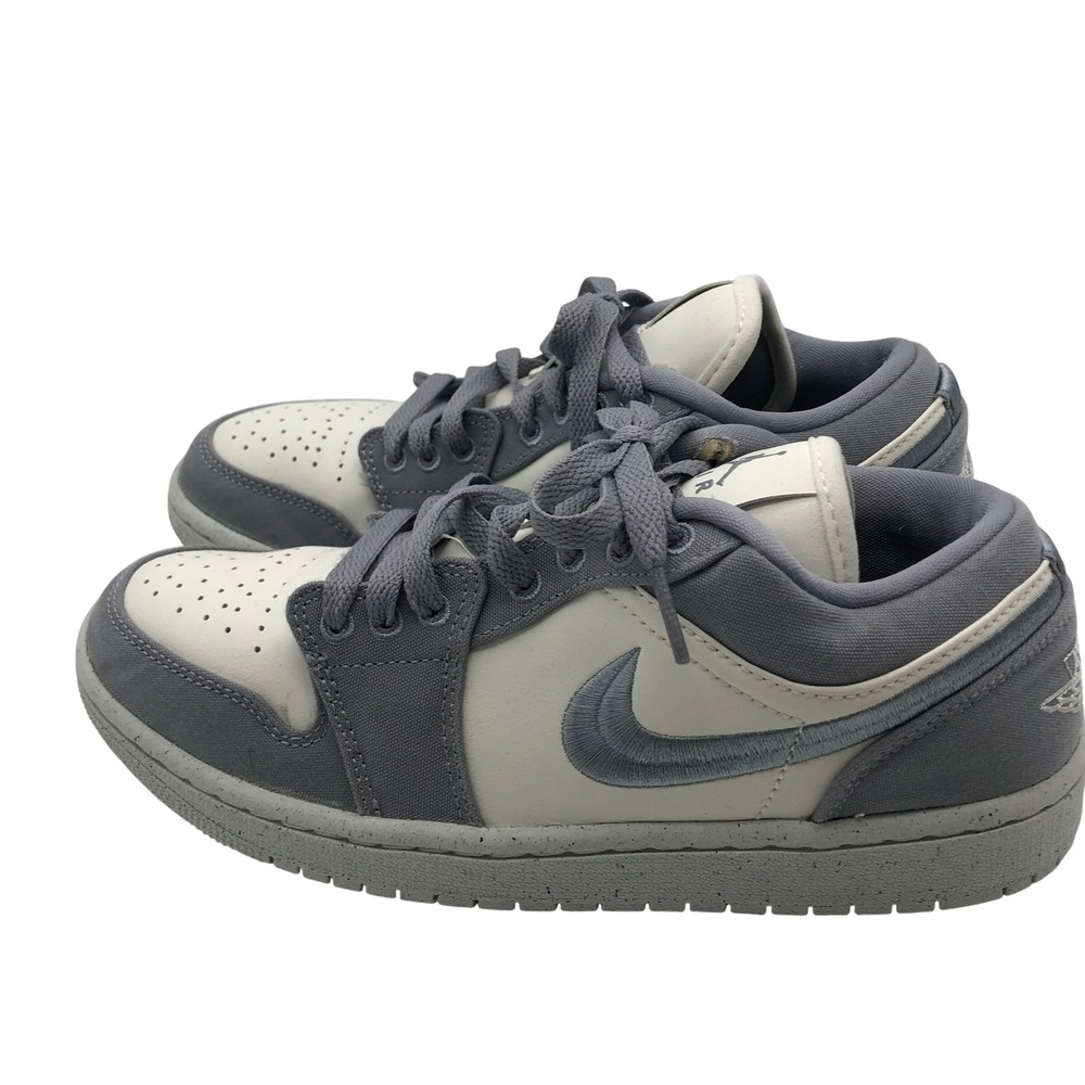 Air Jordan 1 Low SE Grey Canvas White Low Top SneakersWomens 8 DV0426-012